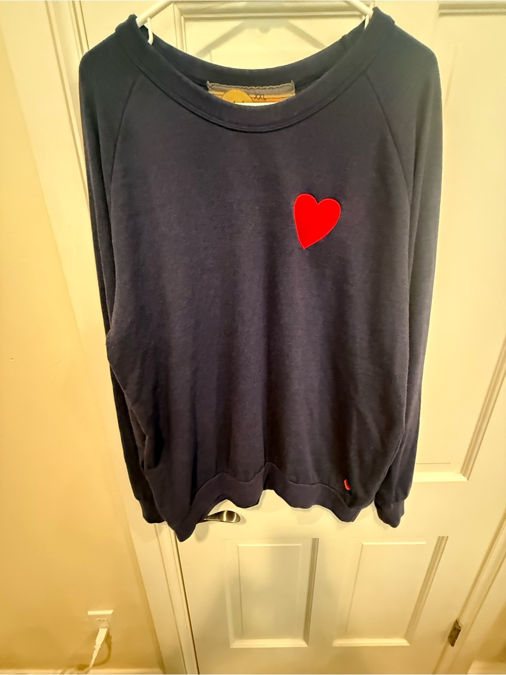 Aviator Nation Heart Sweatshirt Long Sleeve Pullover Dark Heather Navy XXL